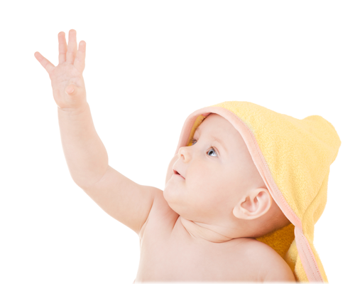 baby with towel on head